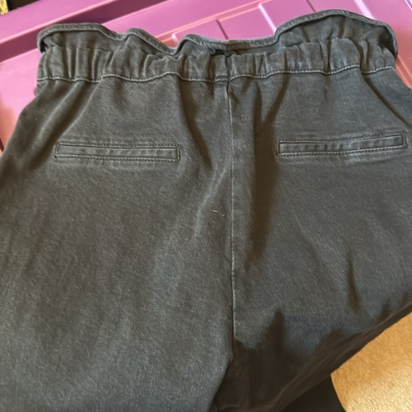 *NEW* SOMETHING NAVY AGNES PAPERBAG DENIM TROUSERS BLACK MEDIUM - Picture 9 of 14